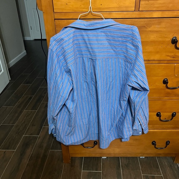 Chaps Easy Care Men's Shirt Size XL Blue, Orange White Stripe. - Picture 2 of 3